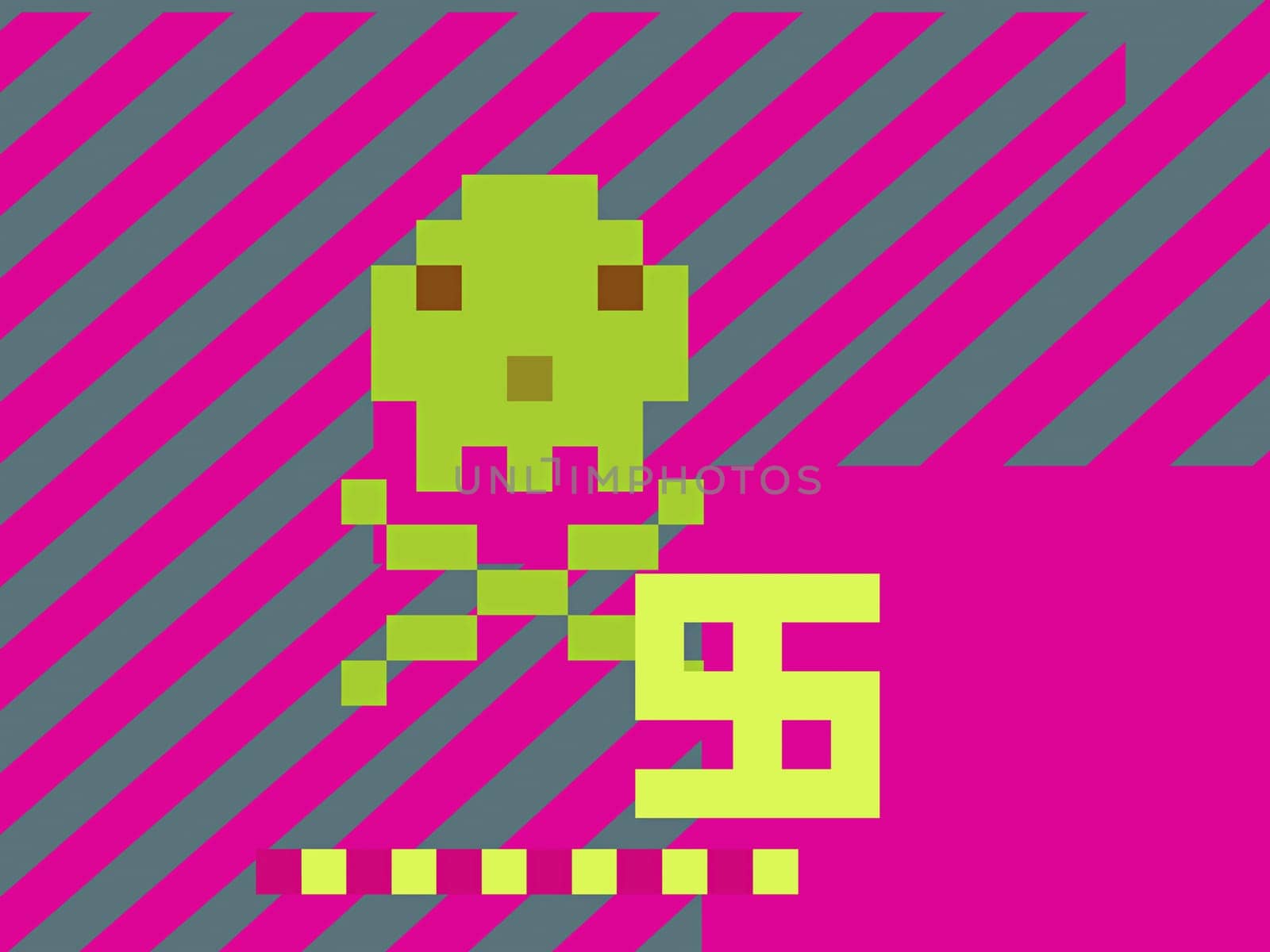 Warning sign against a striped background