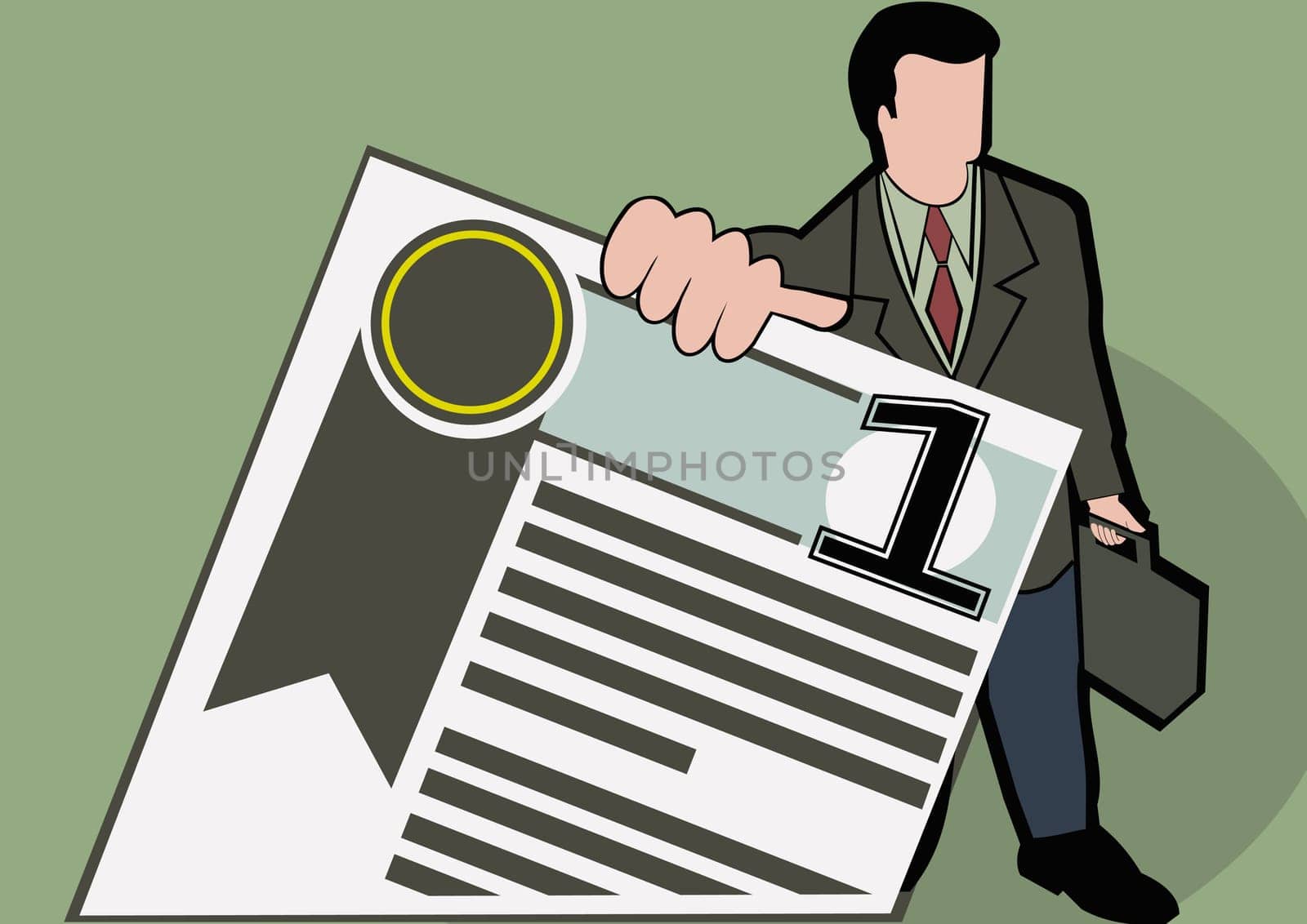 Businessman holding an award