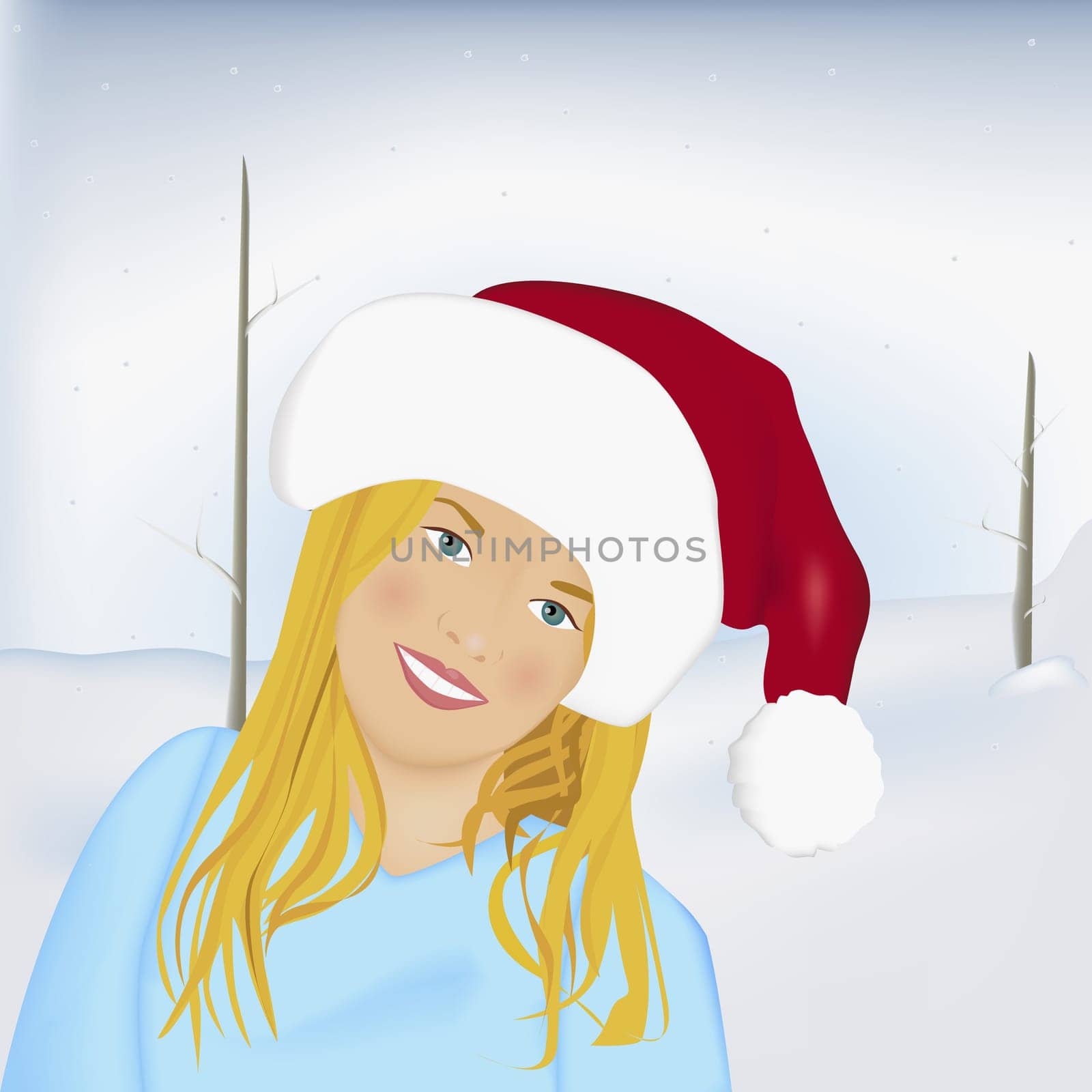 Girl wearing a Santa hat smiling