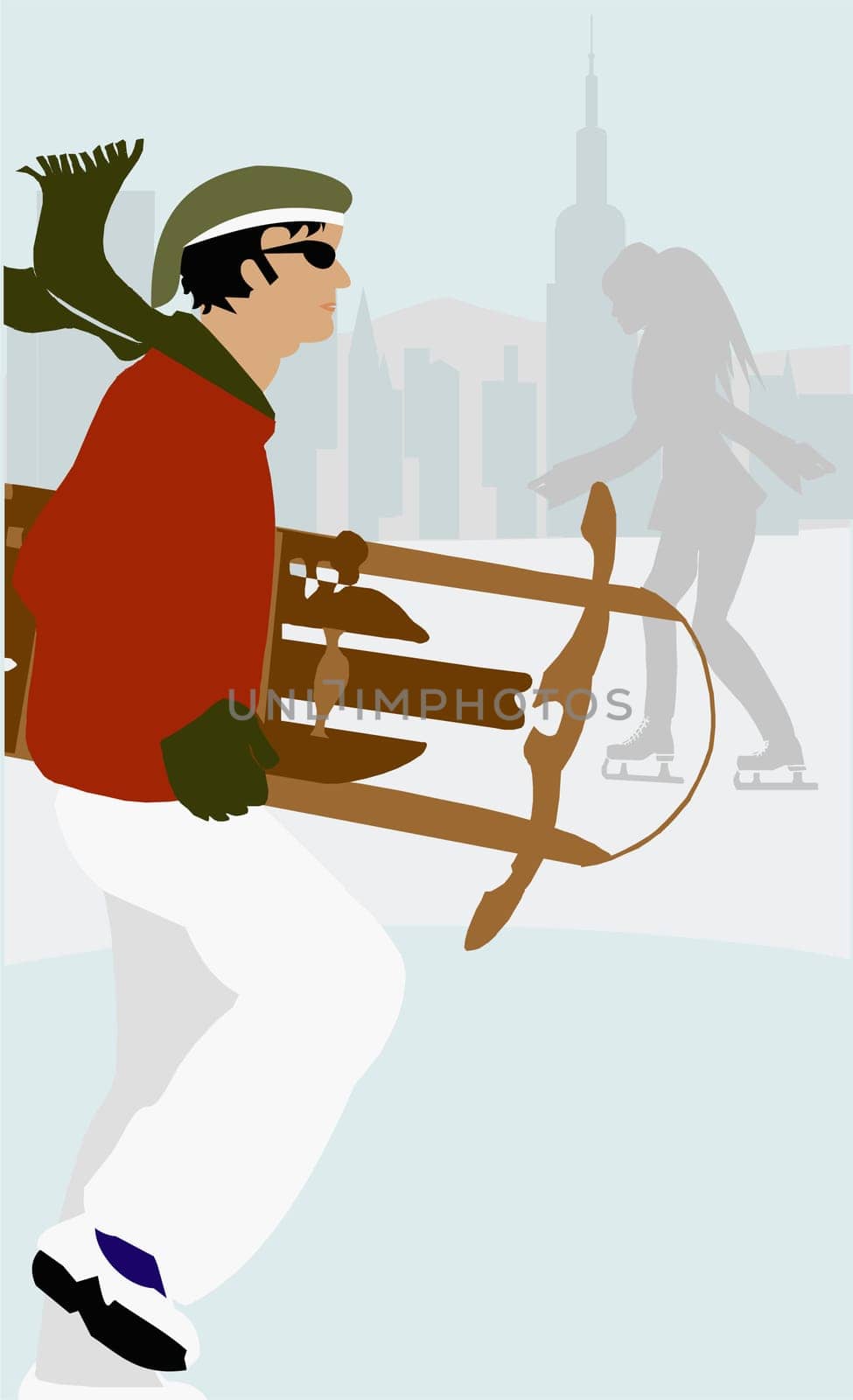 Man holding a sledge