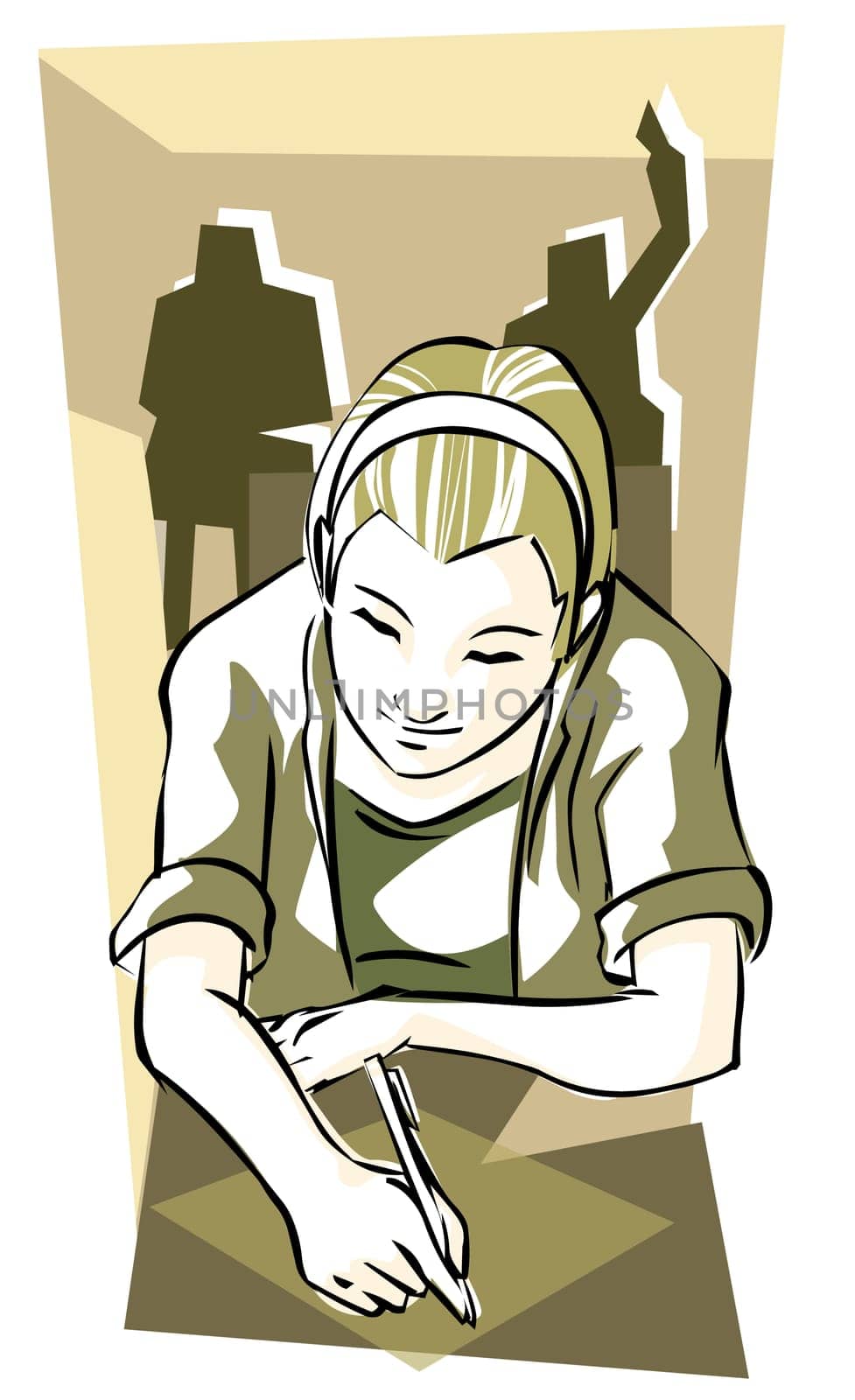 Girl writing with a pen
