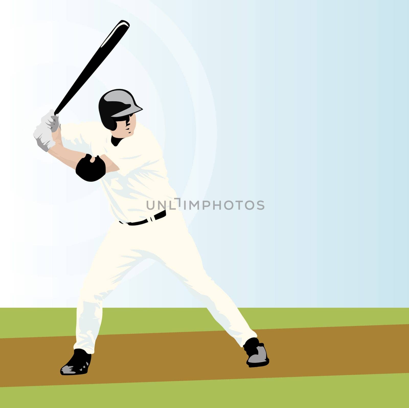 Baseball player hitting with a baseball bat