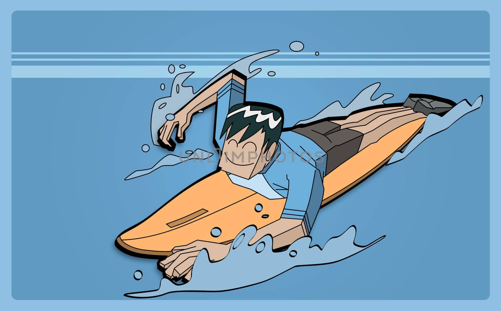 High angle view of a man surfing