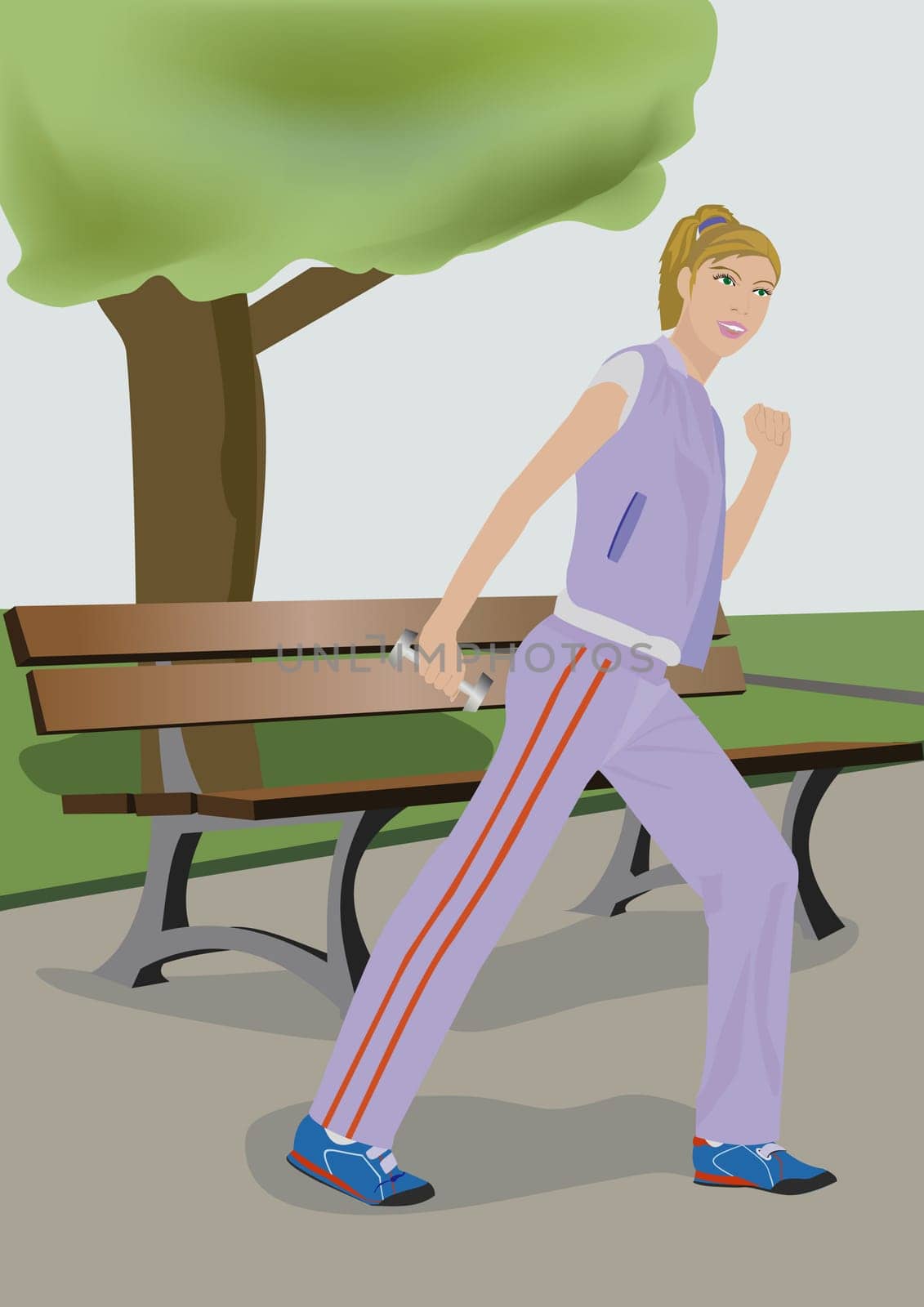 Woman exercising with a dumbbell
