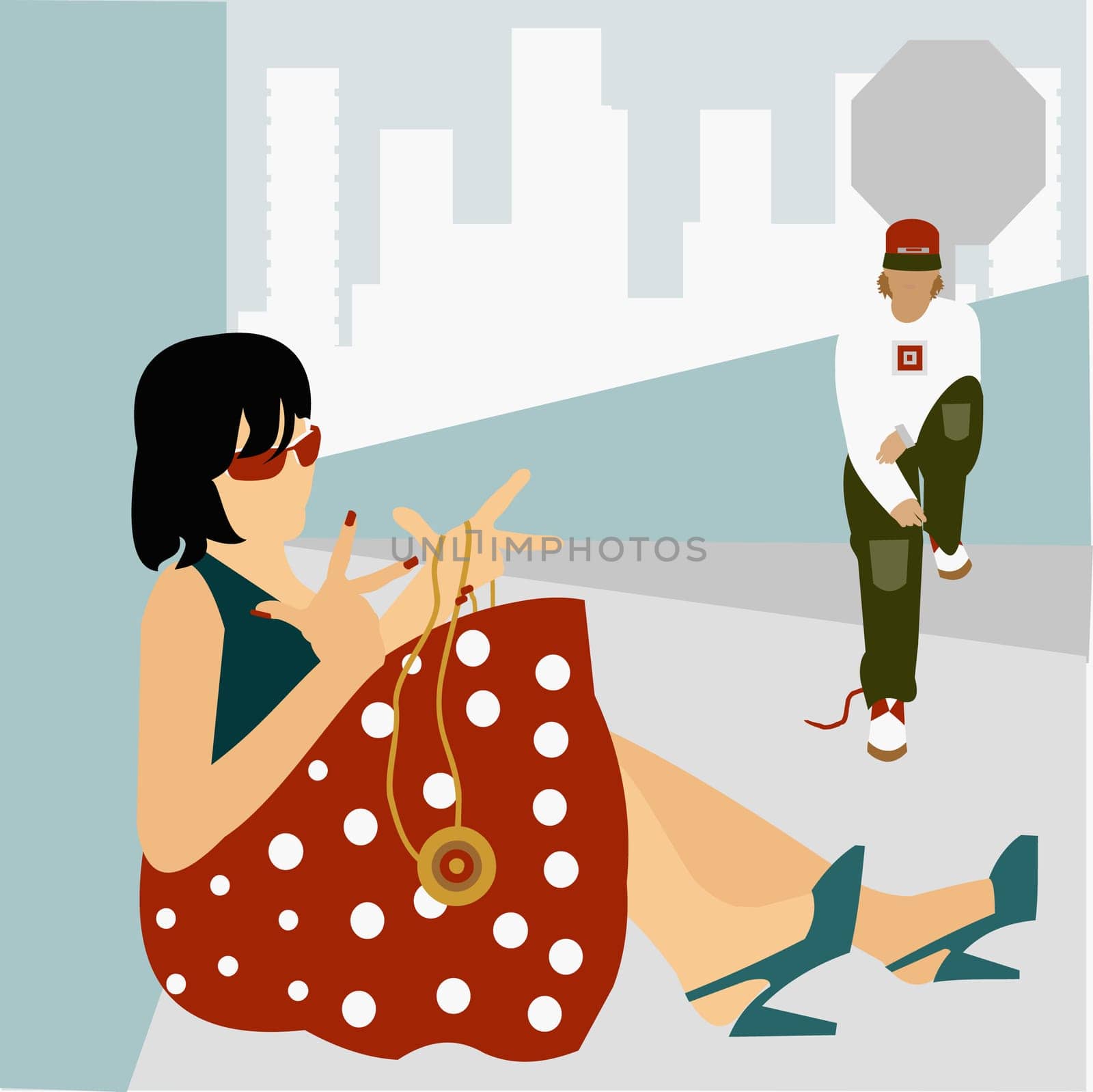 Woman sitting with a man standing beside her