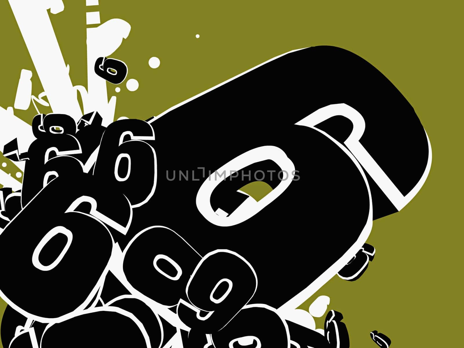 Numbers 6 on a green background