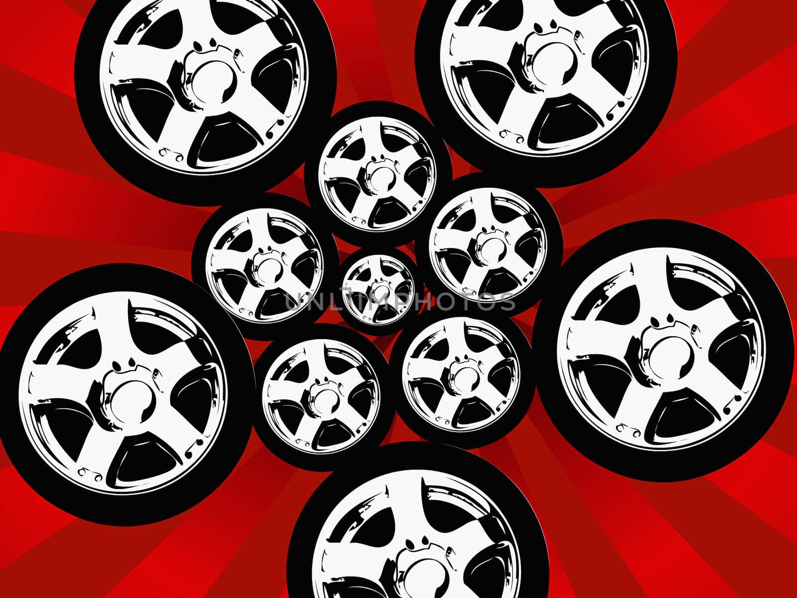 Tires against a striped background