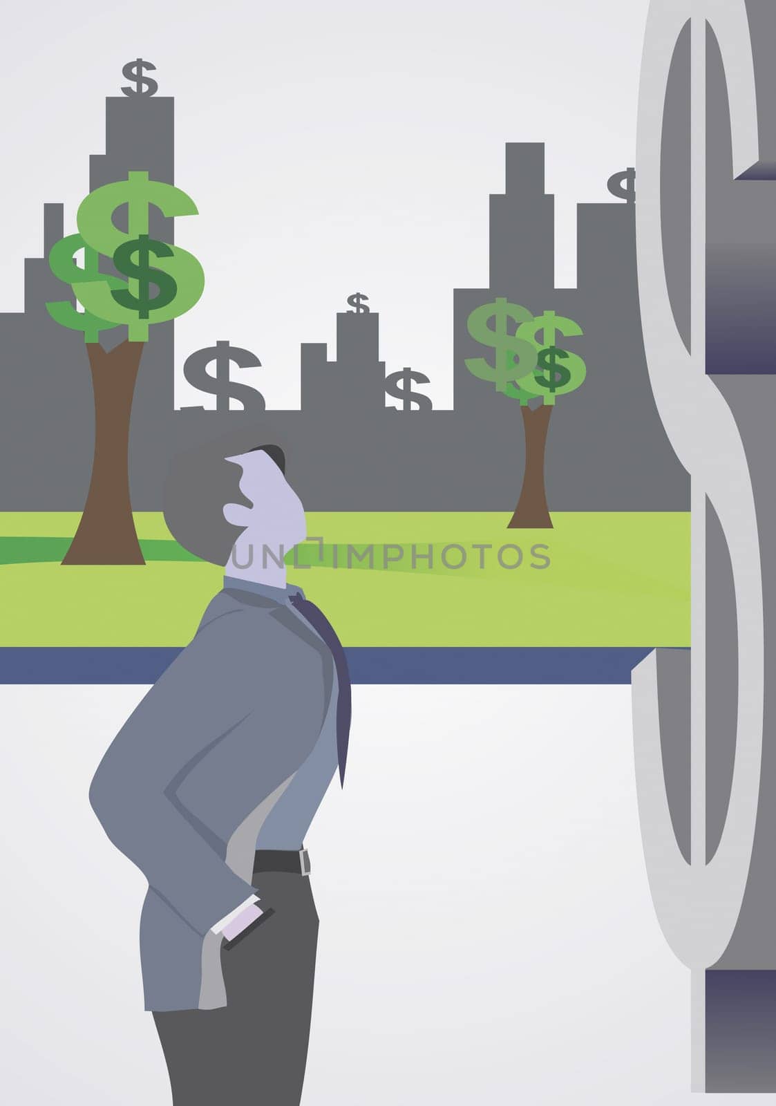 Businessman looking at a dollar sign