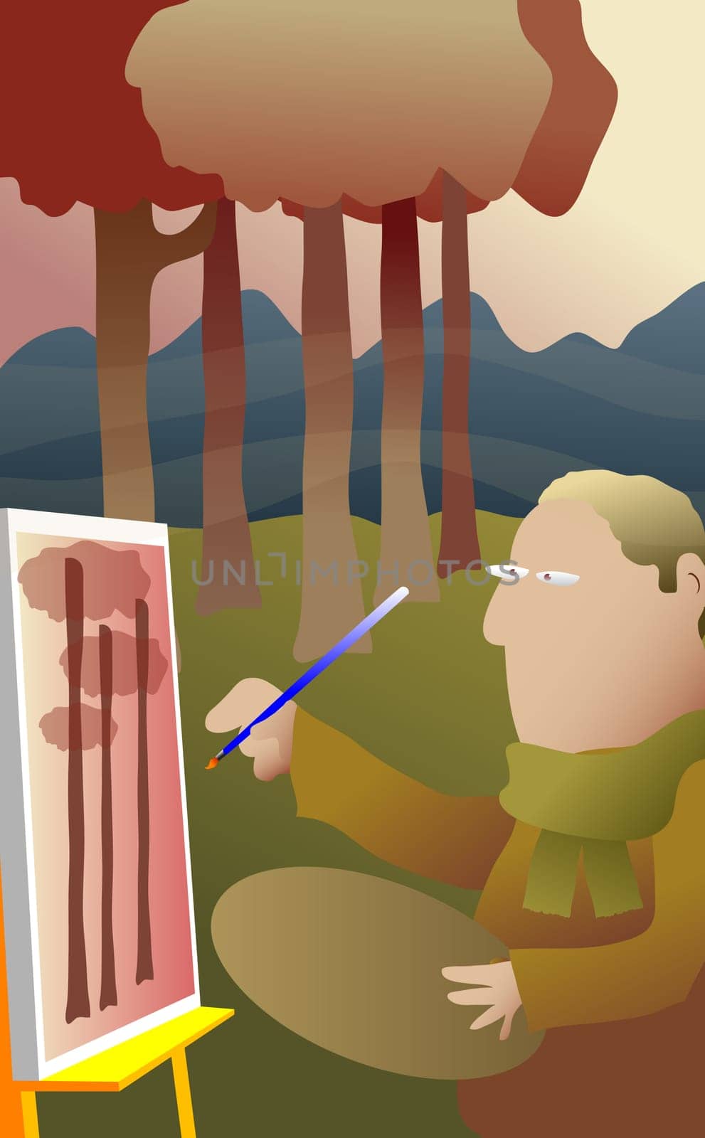 Man painting on canvas