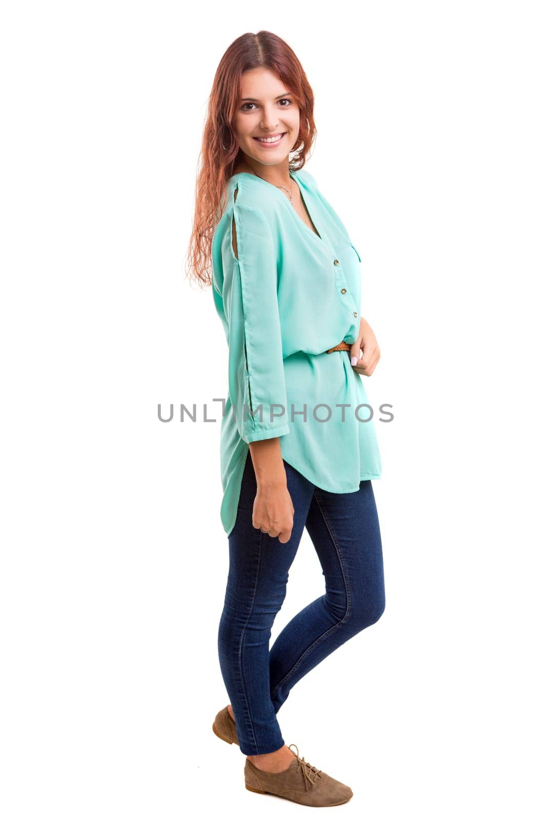 Studio shot of a beautiful young casual woman
