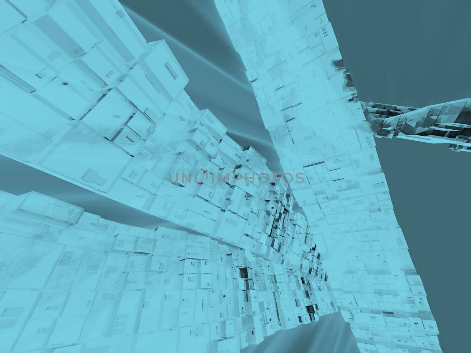 Aerial view of futuristic buildings