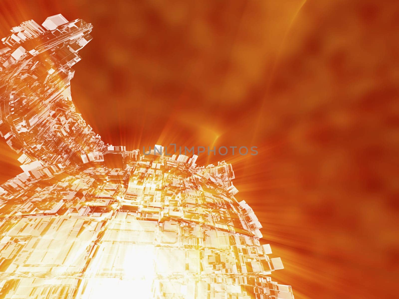Aerial view of futuristic buildings