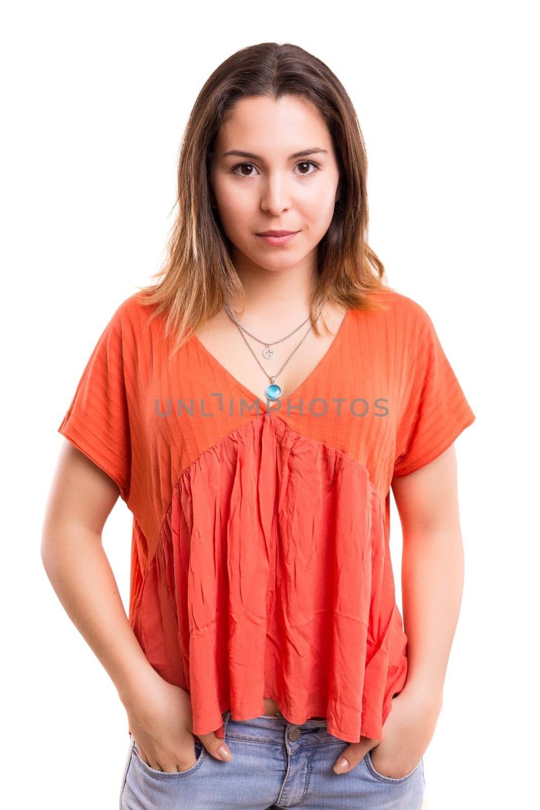 Studio shot of a beautiful young casual woman