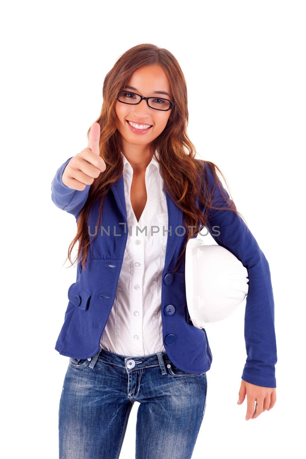 Beautiful young asian business woman expressing positivity