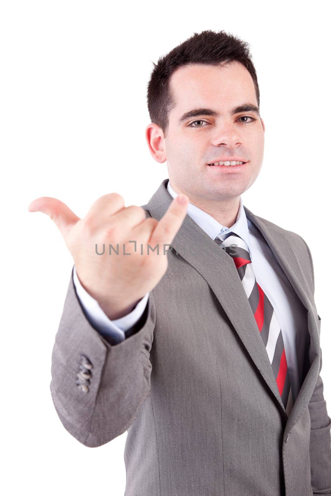 Business man signaling ok - isolated on white