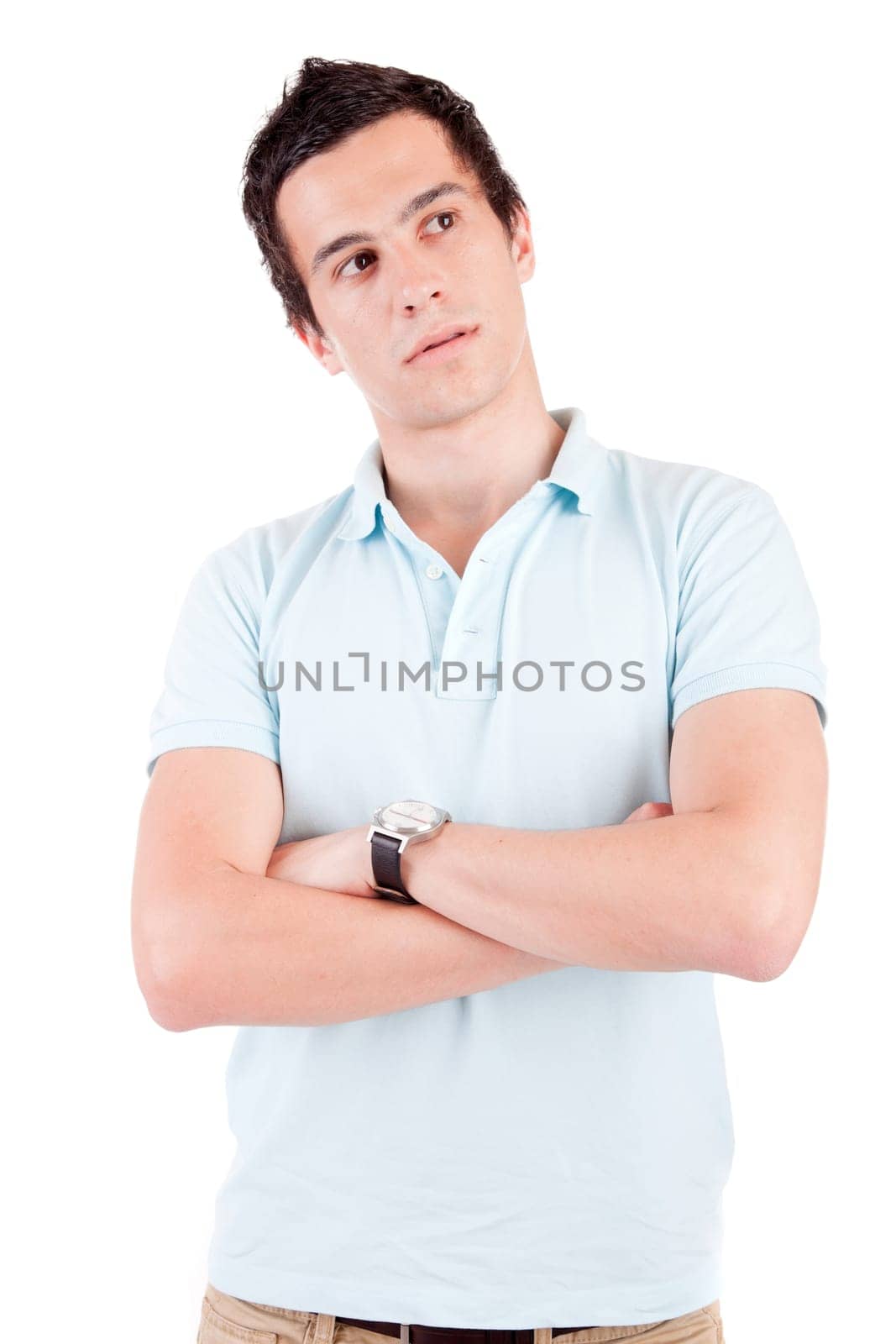 Young casual boy posing isolated