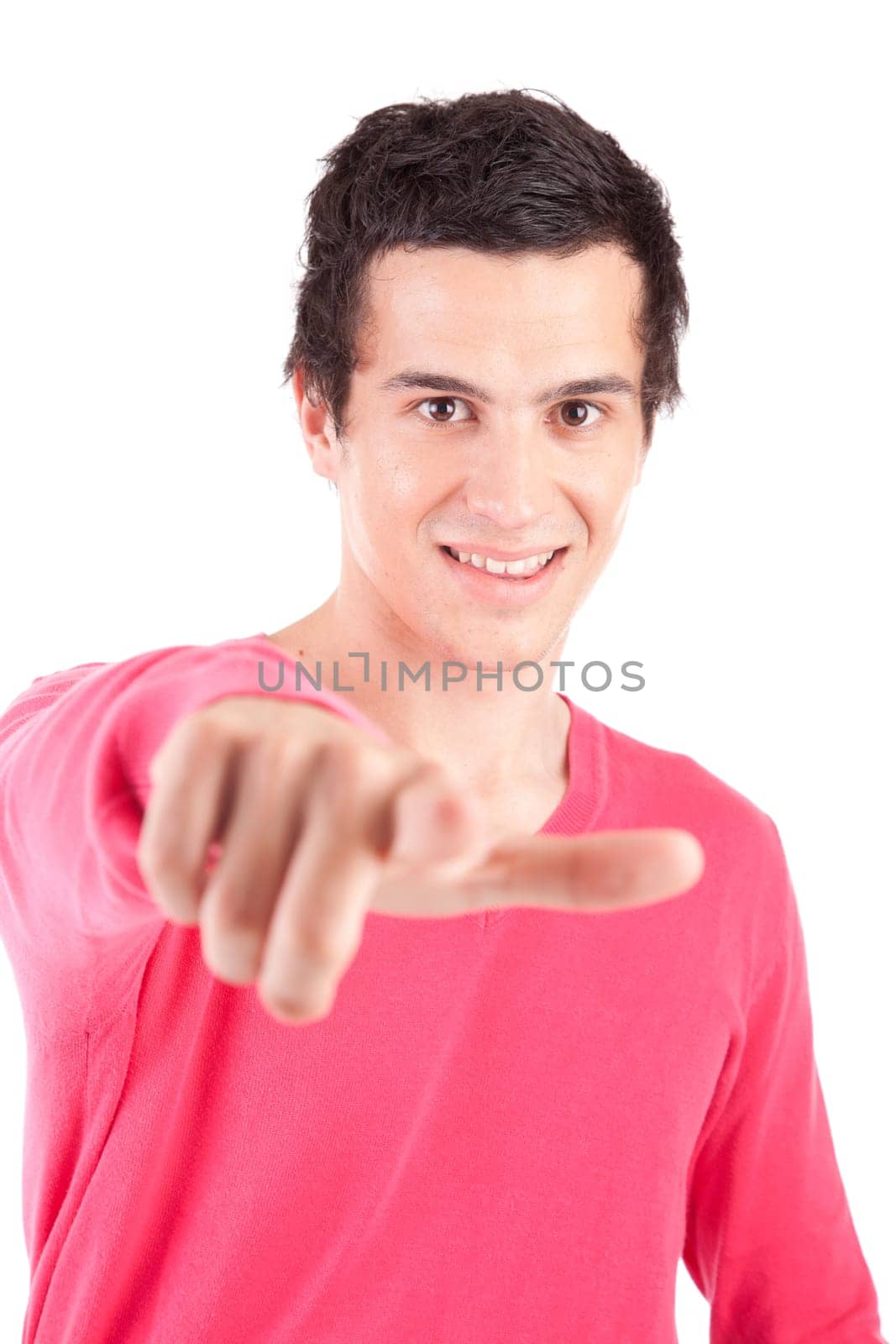 Young casual boy posing isolated