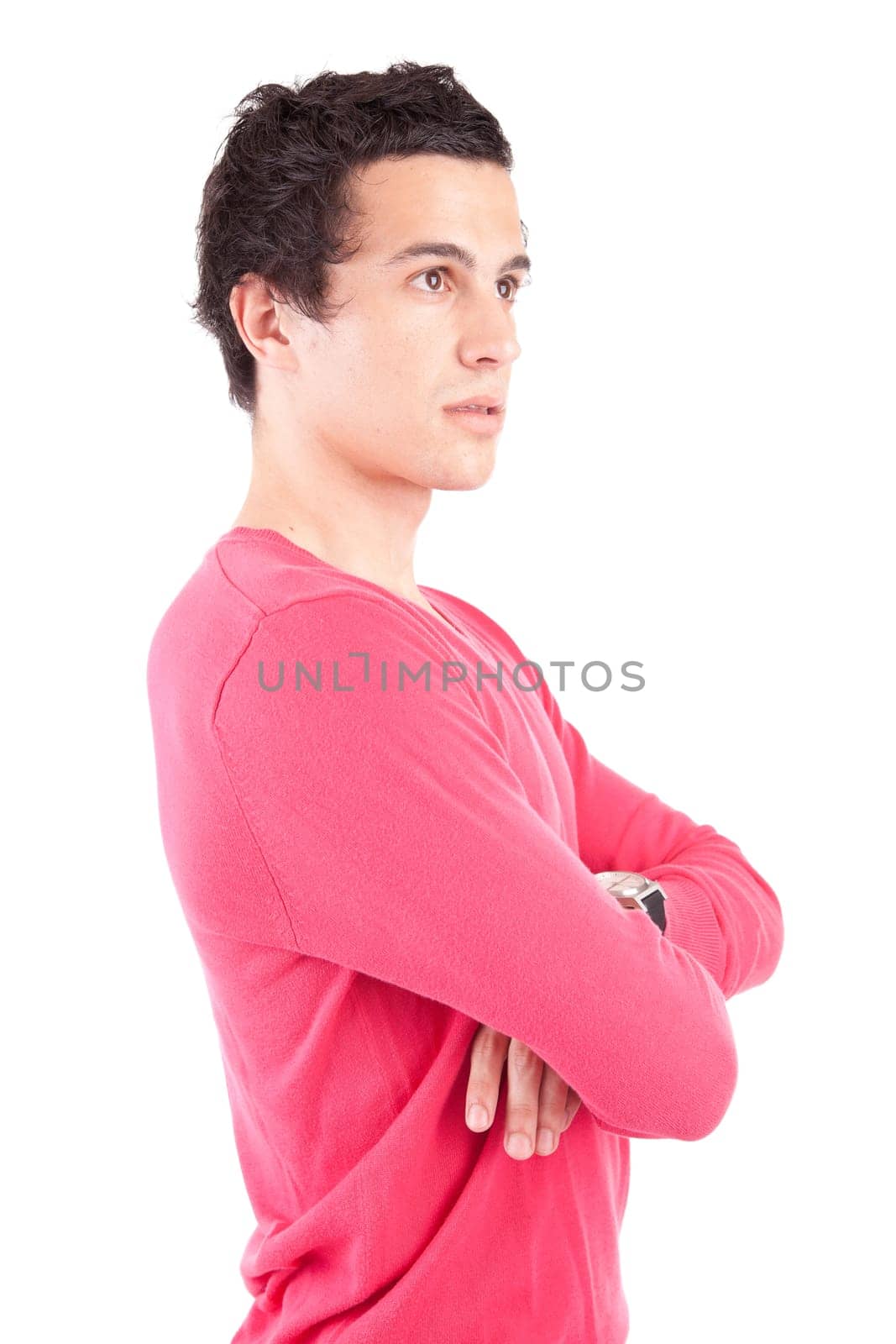 Young casual boy posing isolated