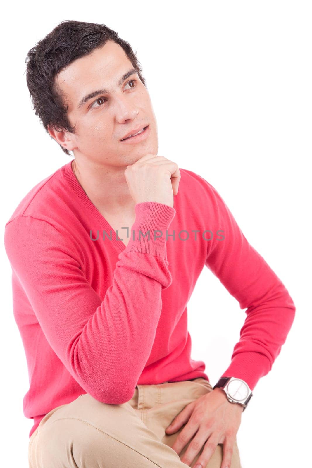 Young casual boy posing isolated