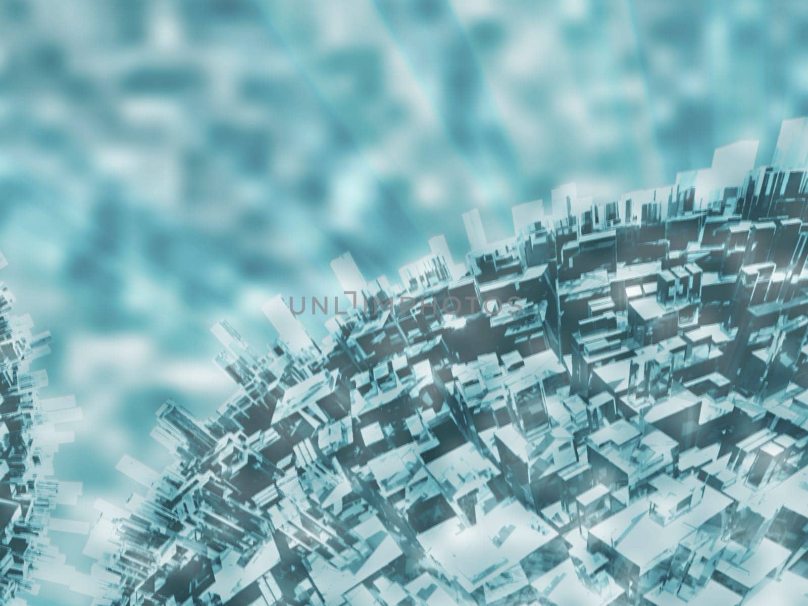 Aerial view of futuristic buildings