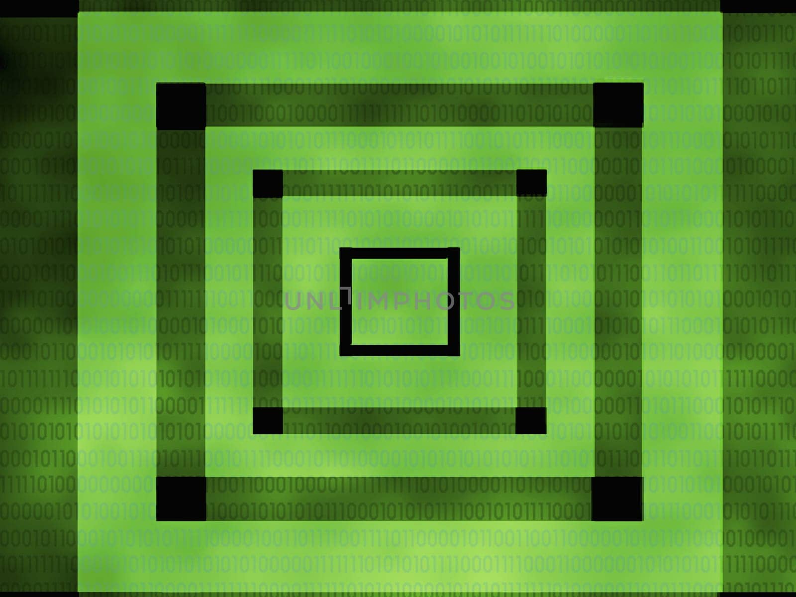 Concentric squares on a green background