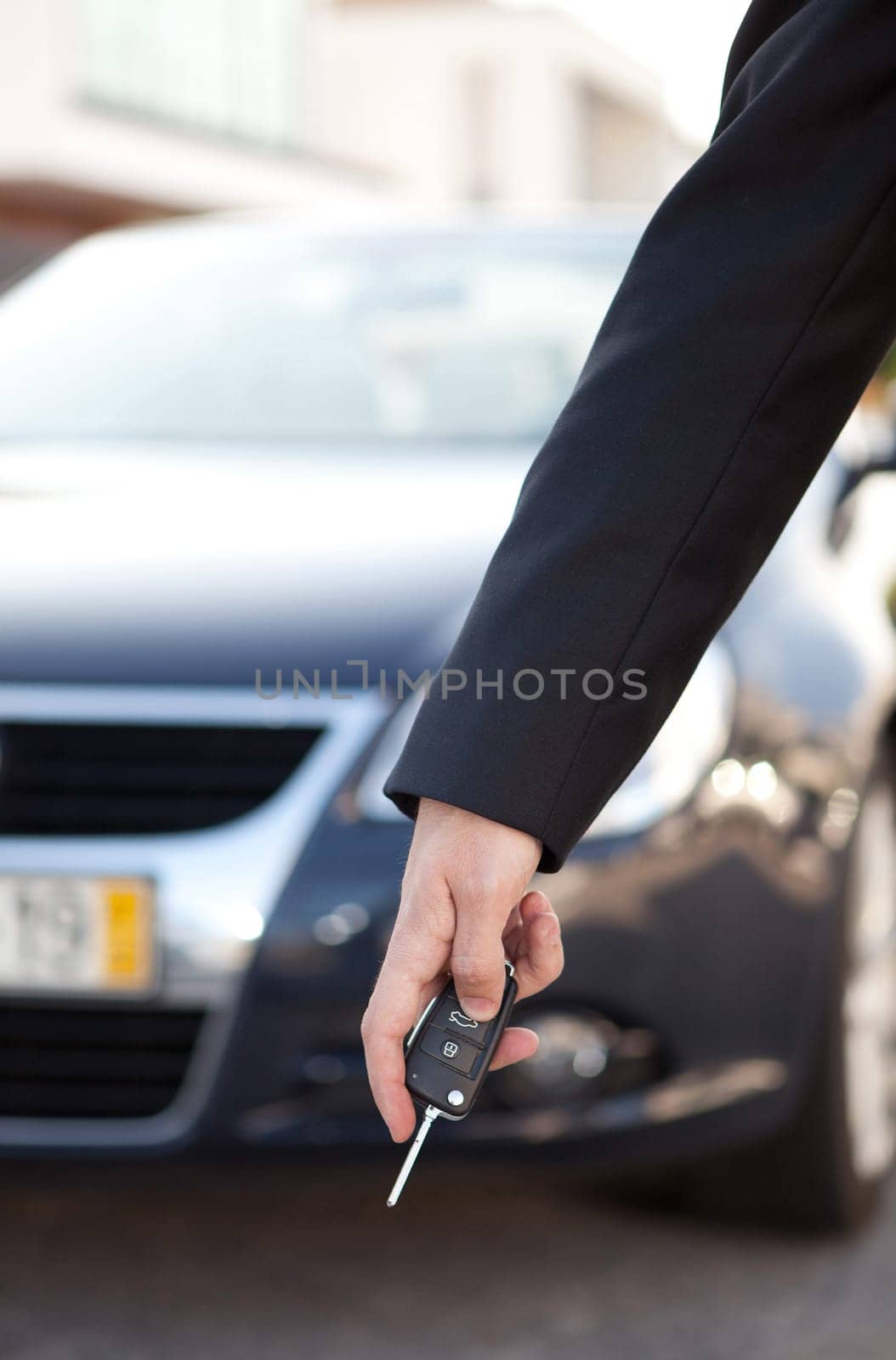Young man in luxury sports car