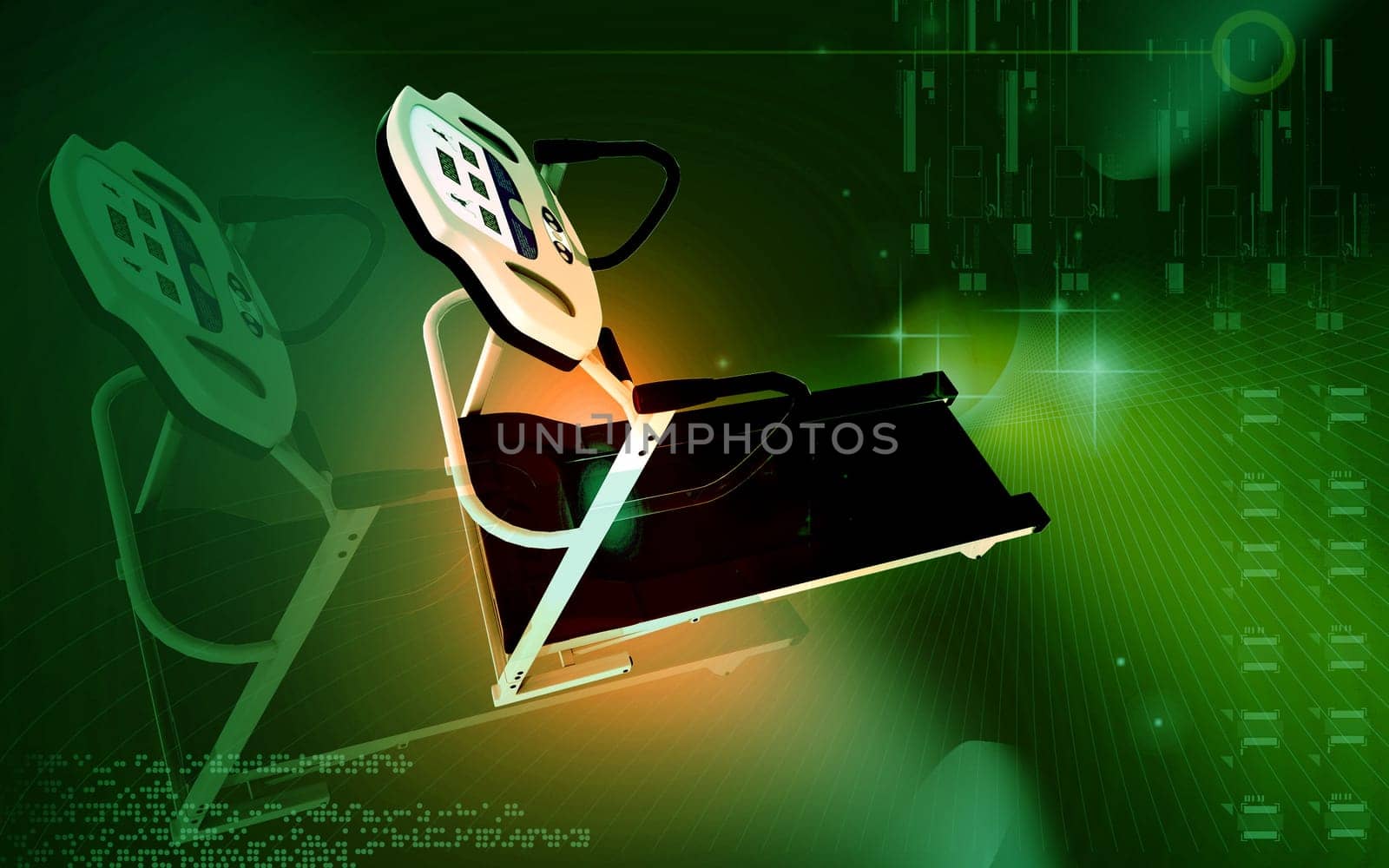 Digital illustration Treadmill in colour background