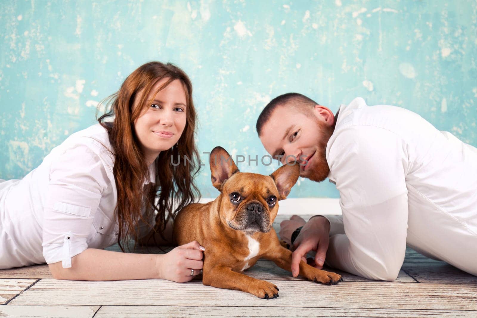modern couple with dog
