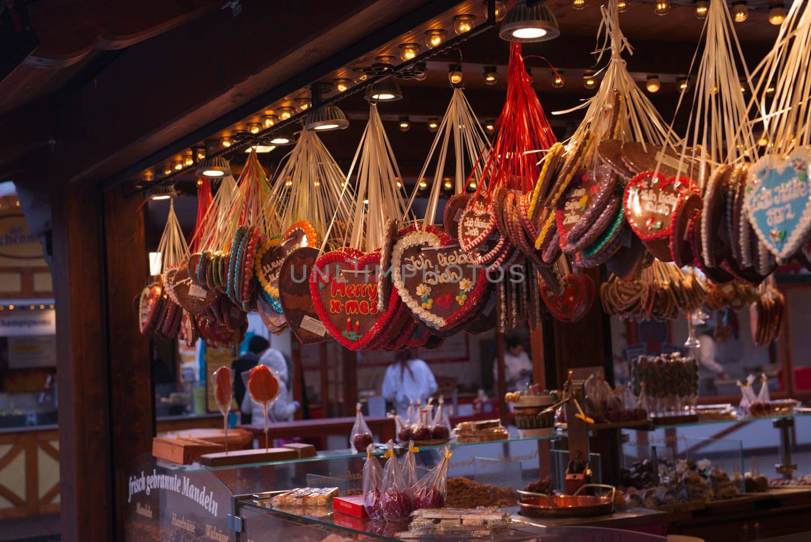 DECEMBER, 2014 - BERLIN, GERMANY: stall with honey-cakes and sweets on the Christmas market