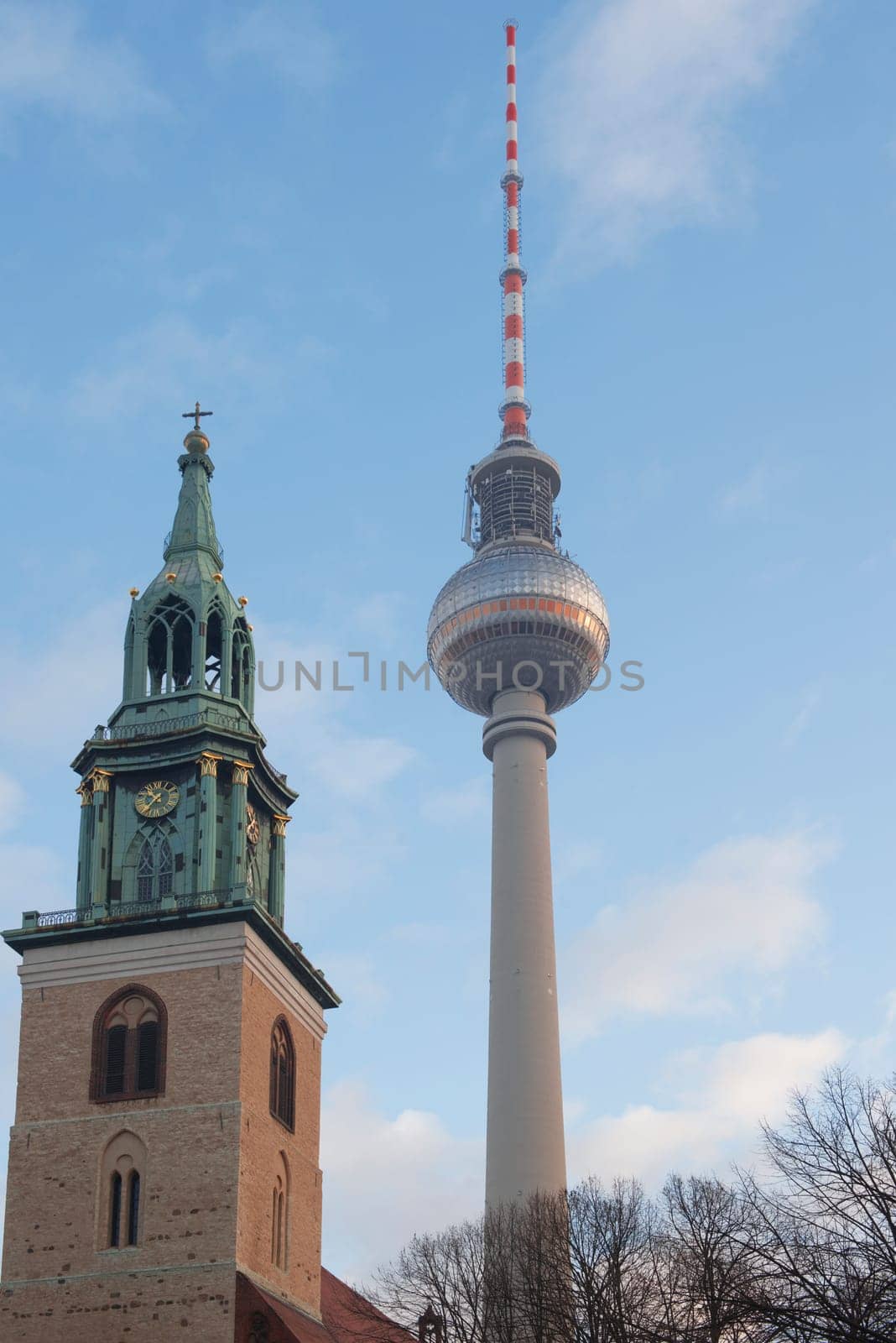 DECEMBER, 2014 - BERLIN, GERMANY: View on Berlin TV Tower from the street