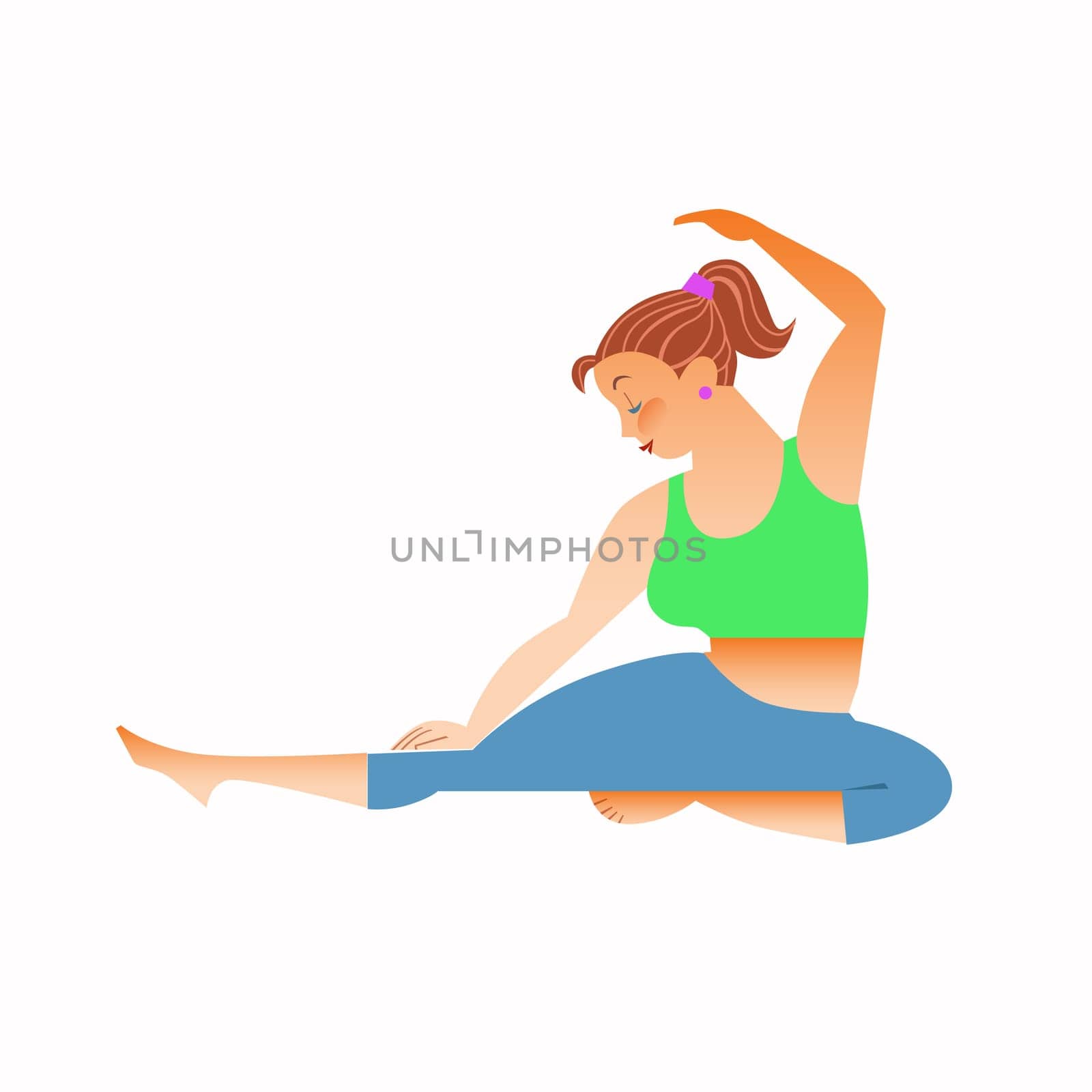 Conventional bit thick woman does yoga. Health care and spiritual. Yoga alphabet. The Letter D