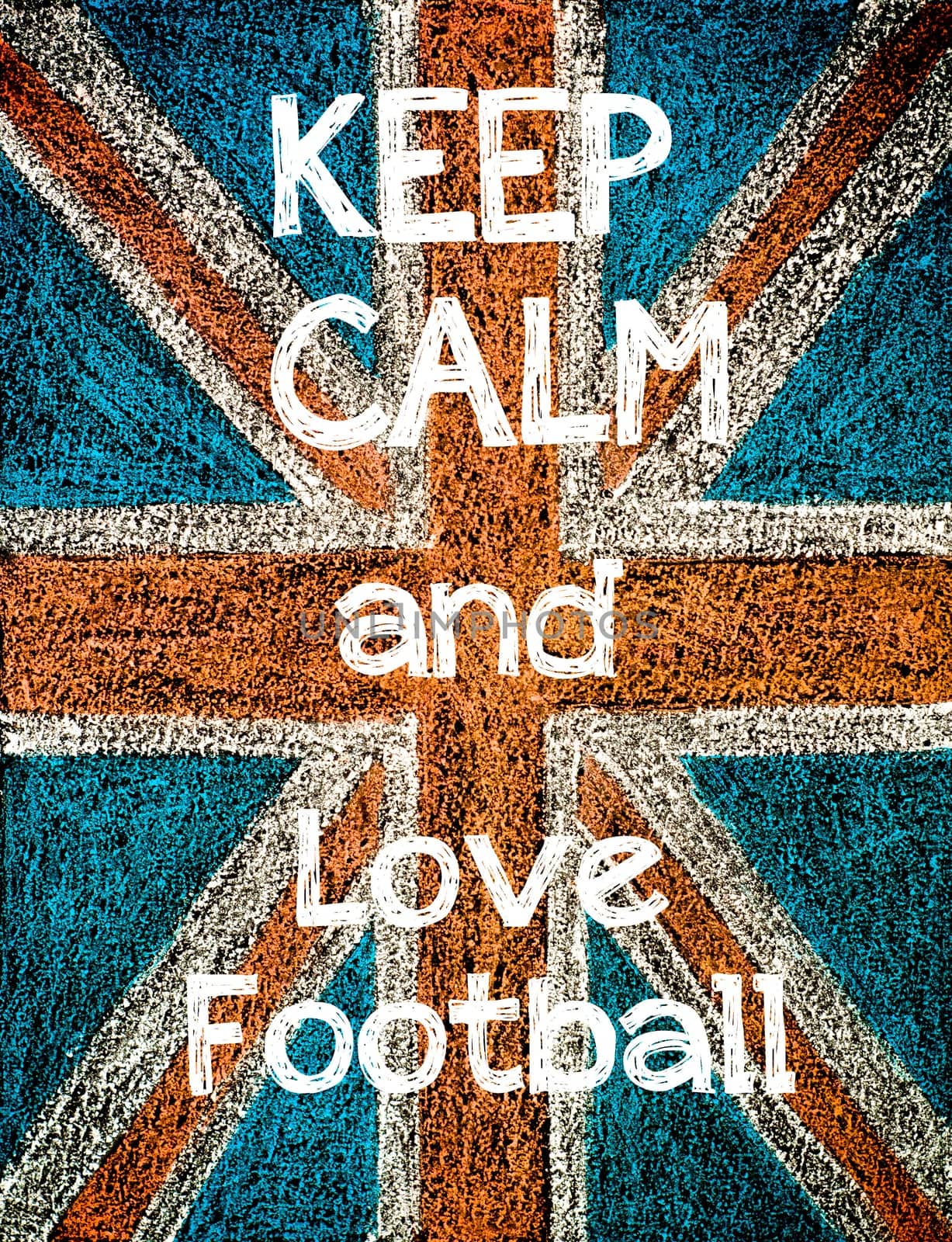 United Kingdom (British Union jack) flag, hand drawing with chalk on blackboard, vintage concept