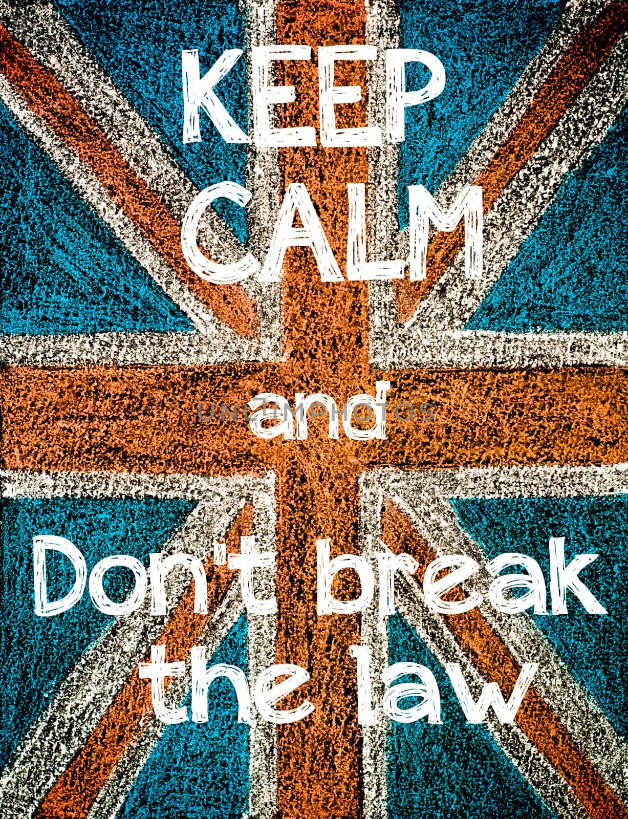 United Kingdom (British Union jack) flag, hand drawing with chalk on blackboard, vintage concept