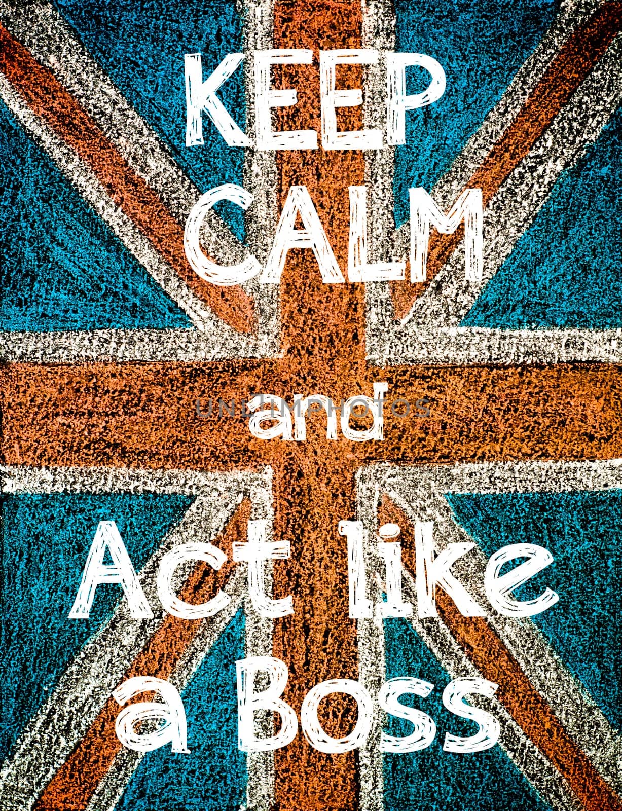 United Kingdom (British Union jack) flag, hand drawing with chalk on blackboard, vintage concept