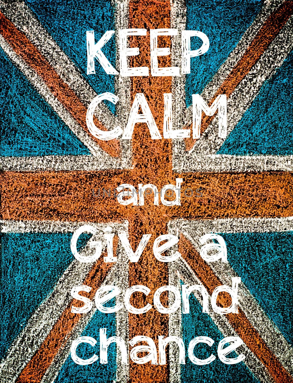 United Kingdom (British Union jack) flag, hand drawing with chalk on blackboard, vintage concept