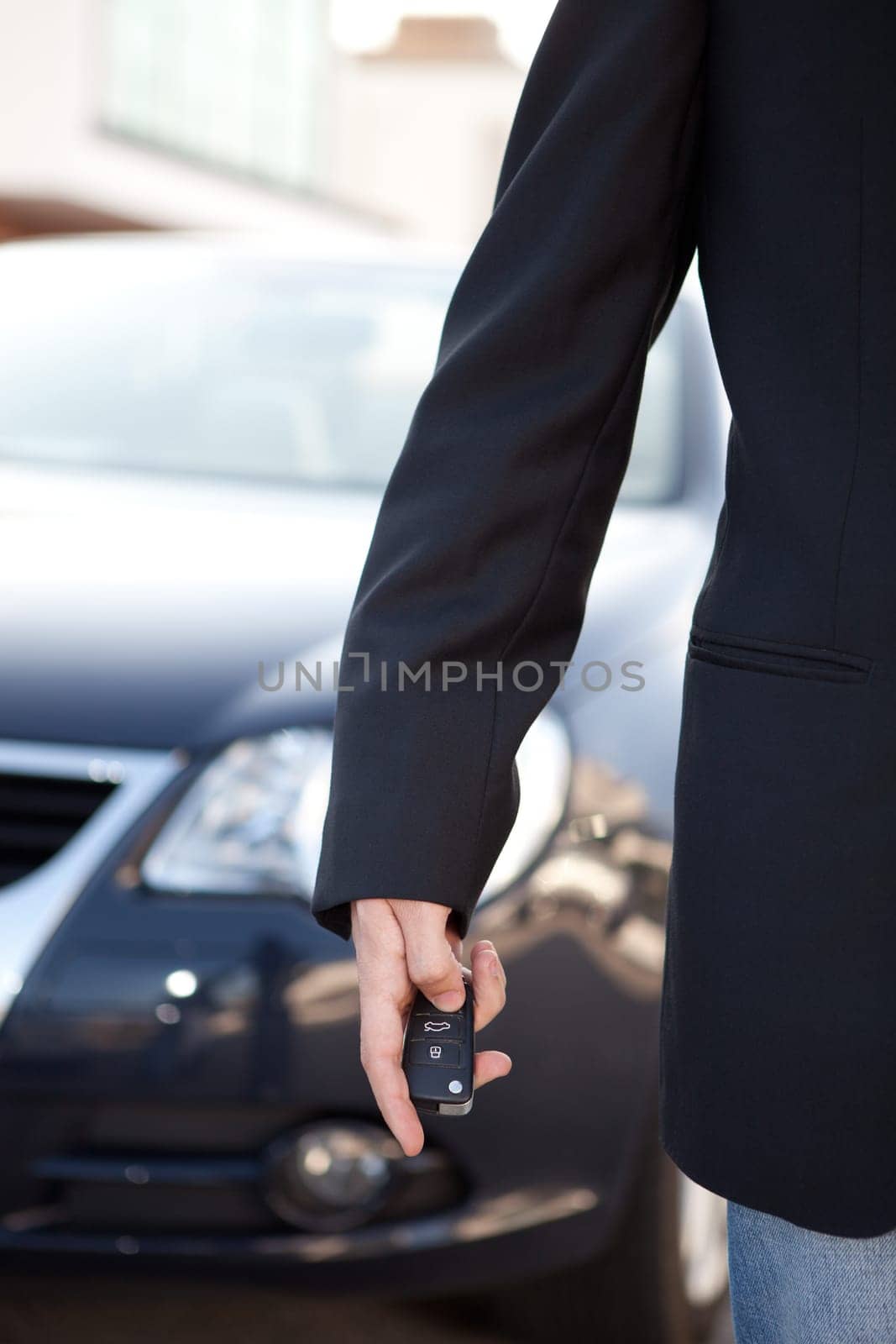 Young man in luxury sports car