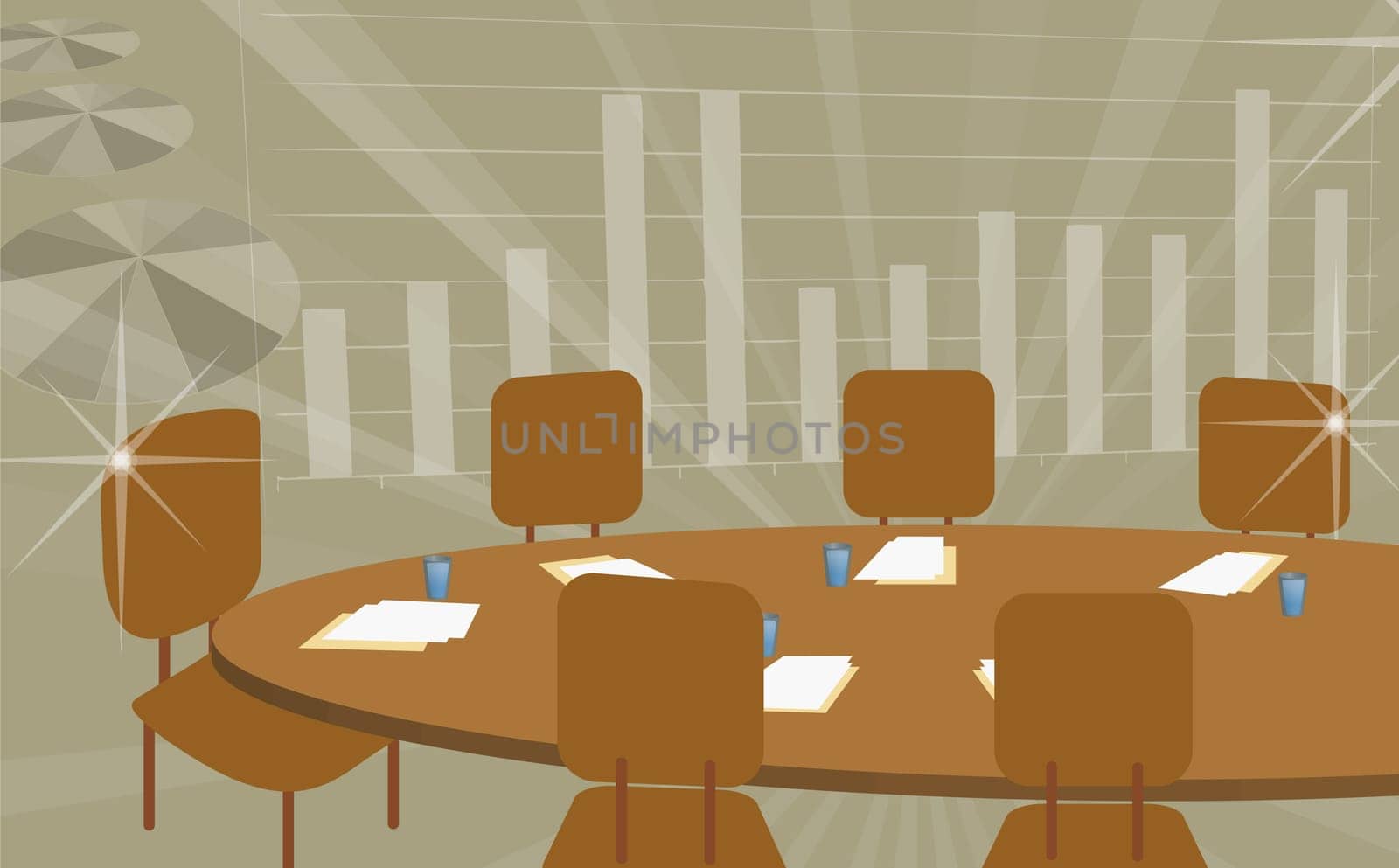 Glasses and documents on conference table