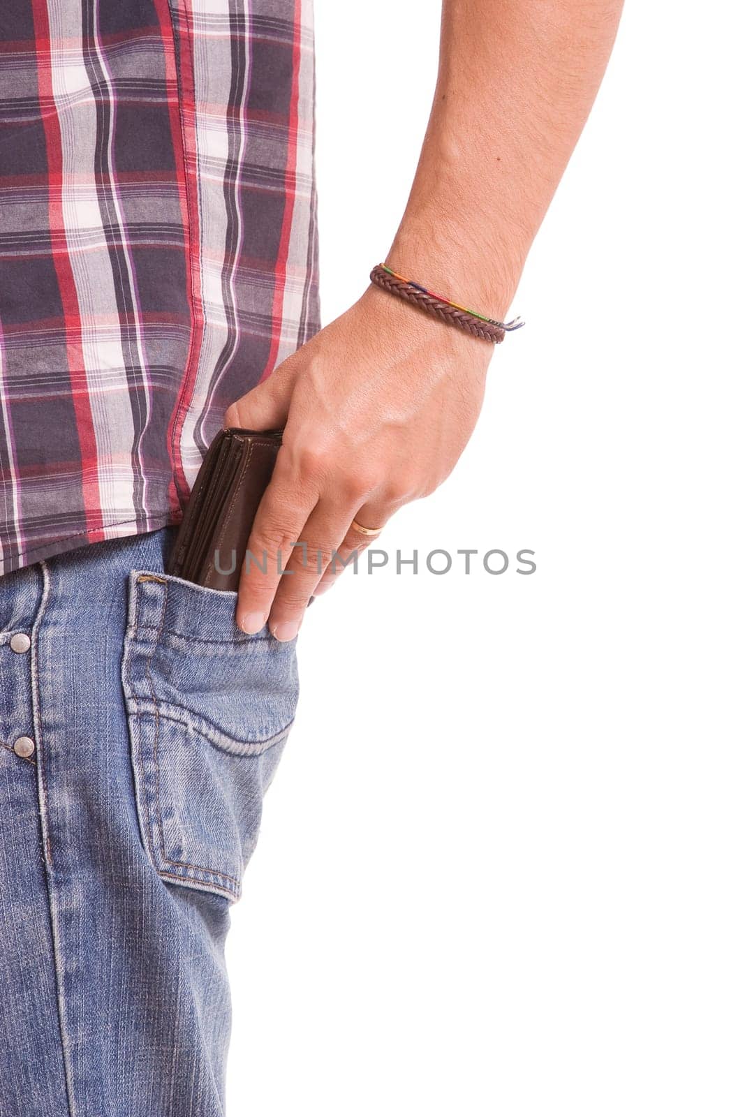 Detail of wallet in man's back pocket