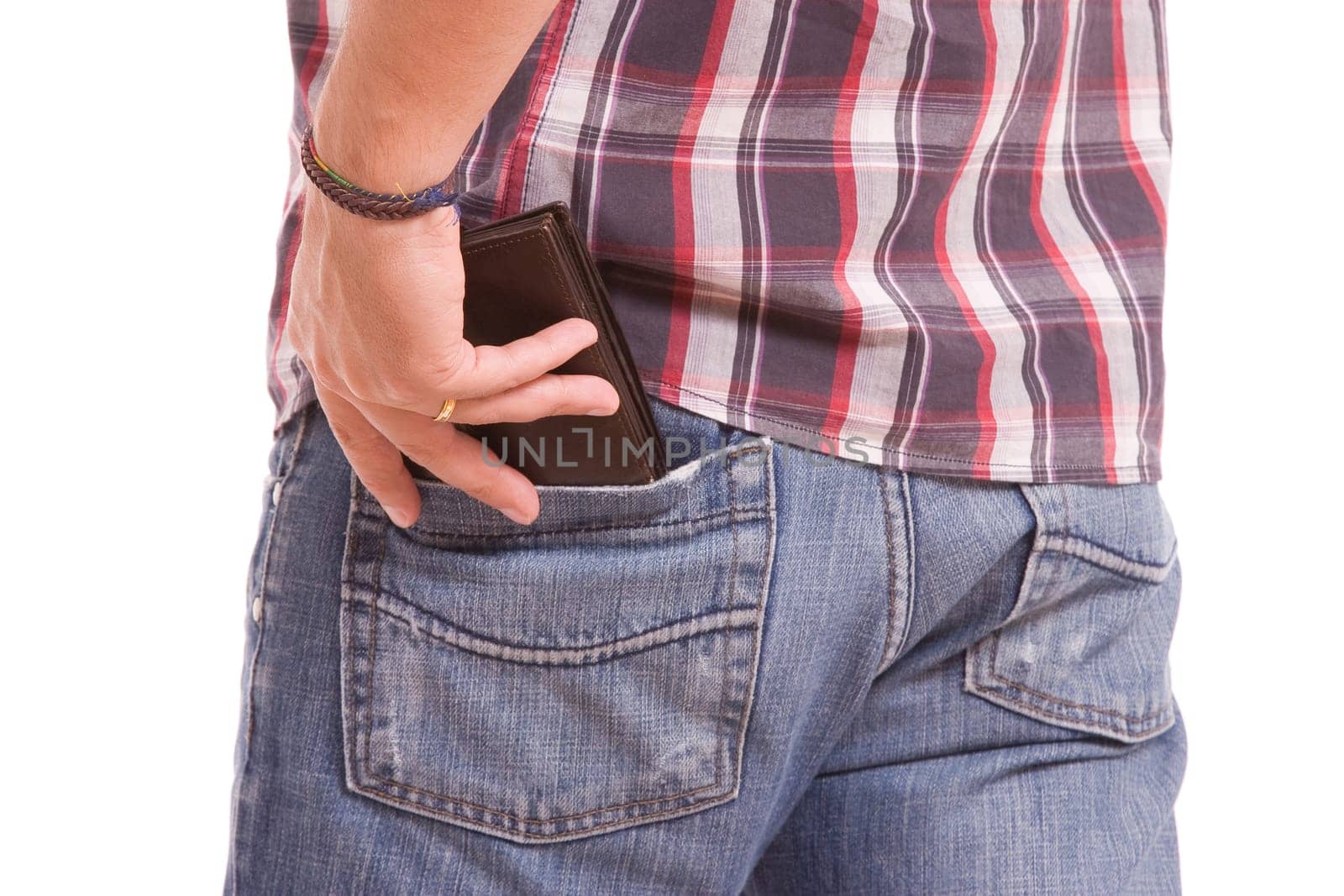 Detail of wallet in man's back pocket