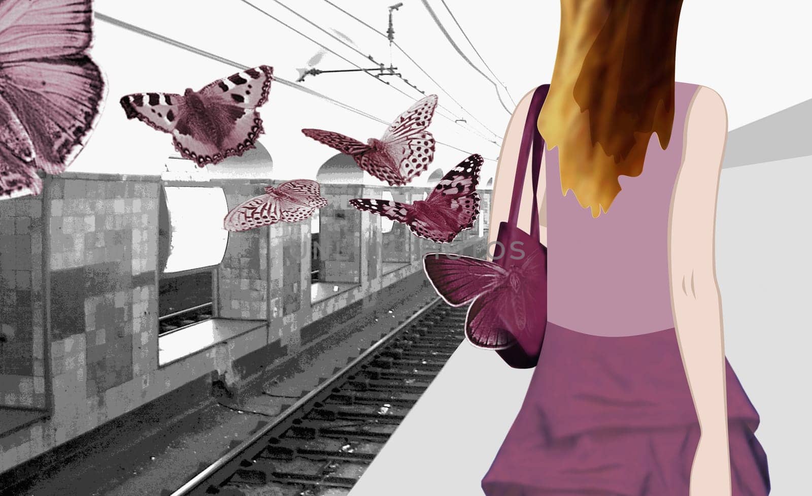 Woman waiting at the train station
