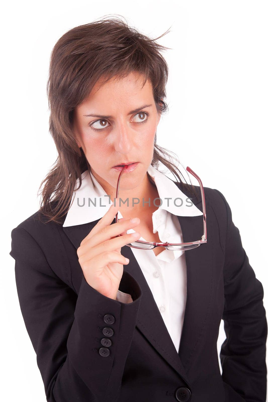 Beautiful business woman posing isolated