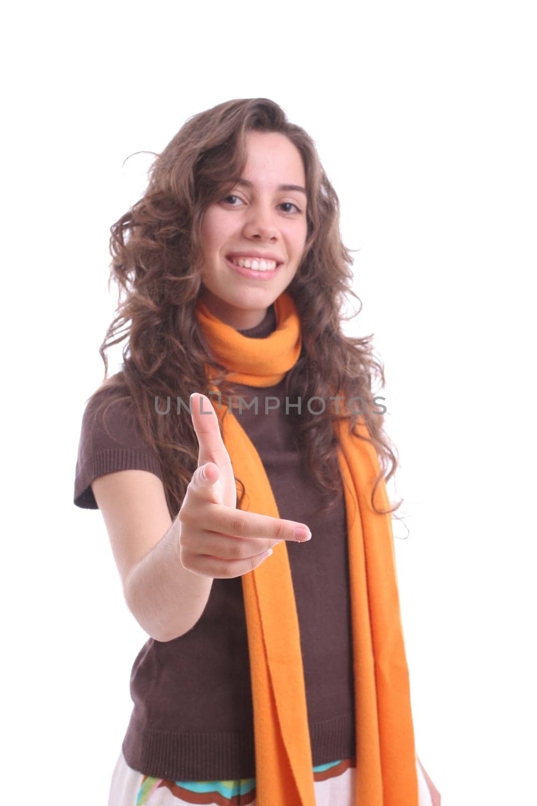 Beautiful woman gesturing - focus on hand