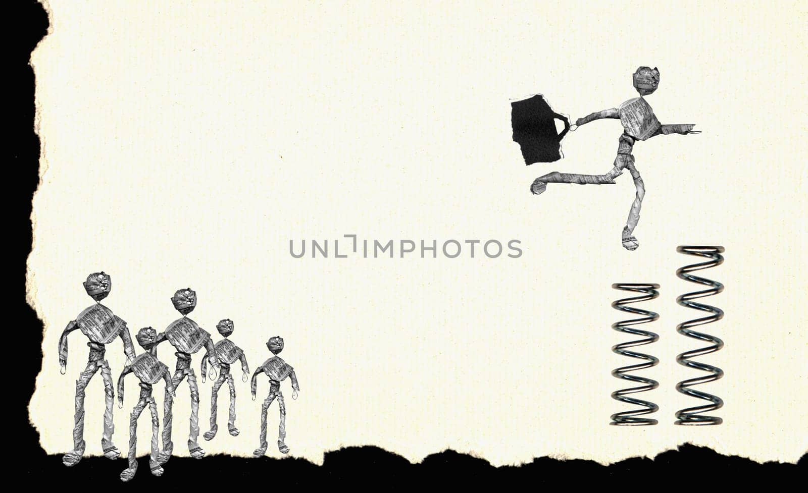 Figurine of a person jumping over a spring