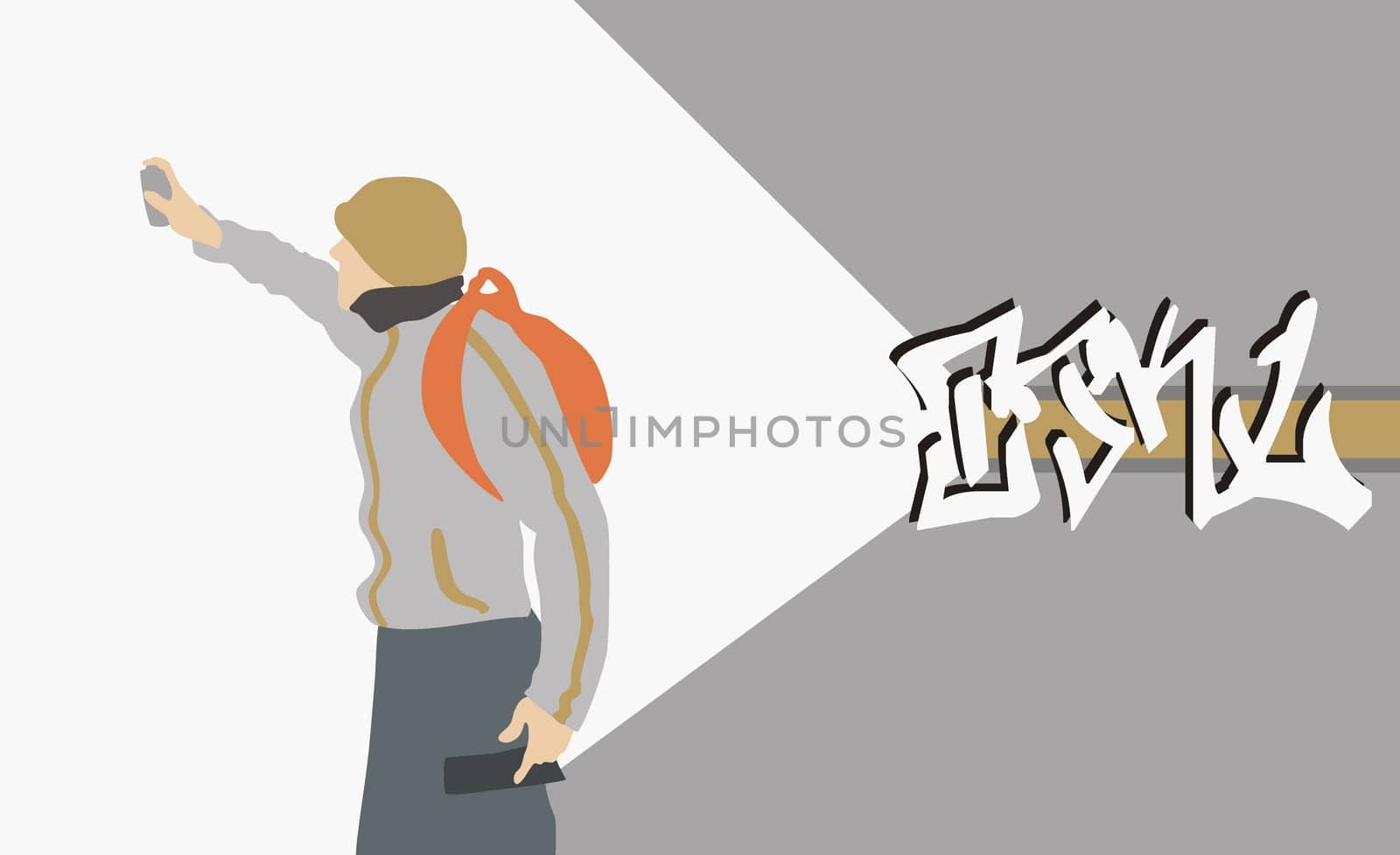 Man using spray paint on a wall