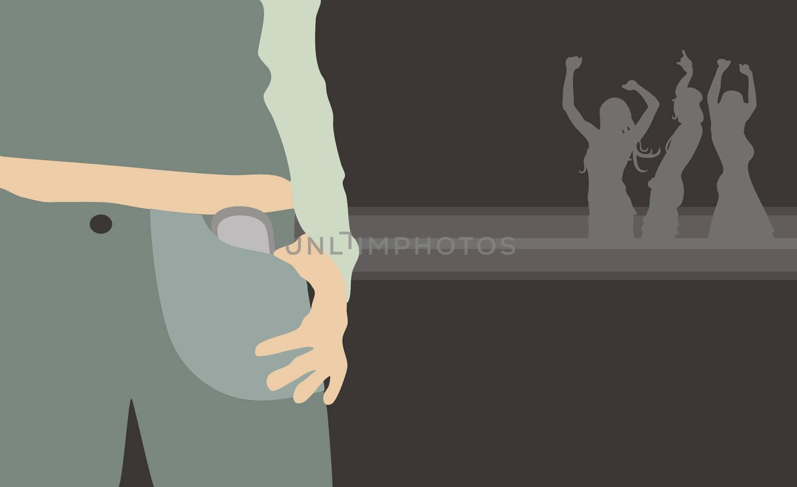 Person carrying a mobile phone in their pocket