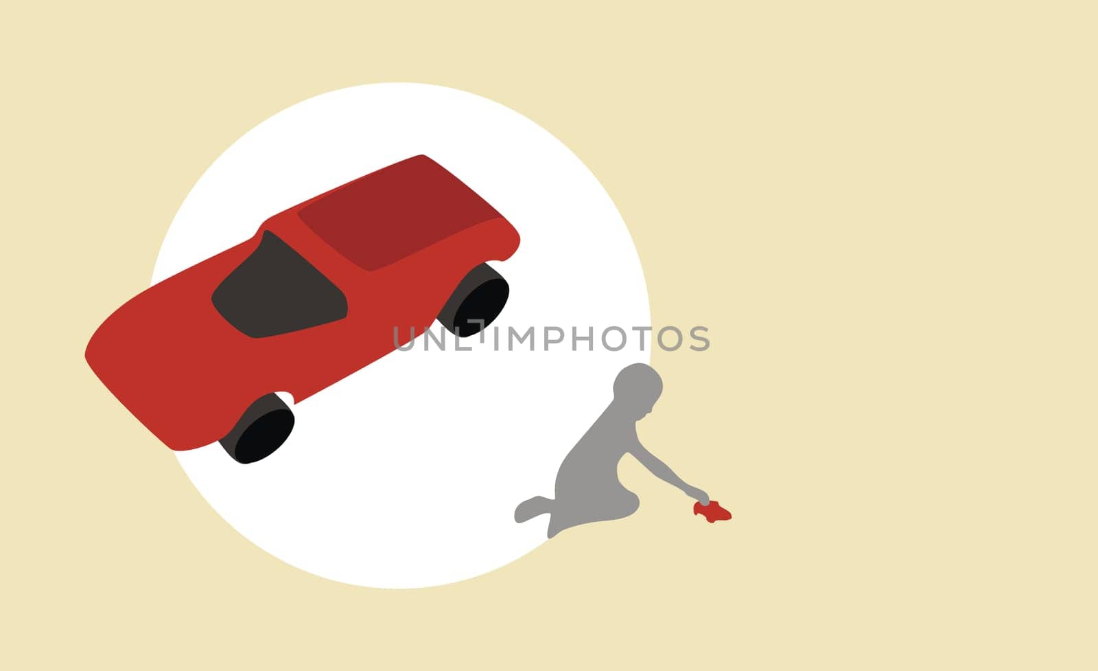 Silhouette of a boy playing with a toy car