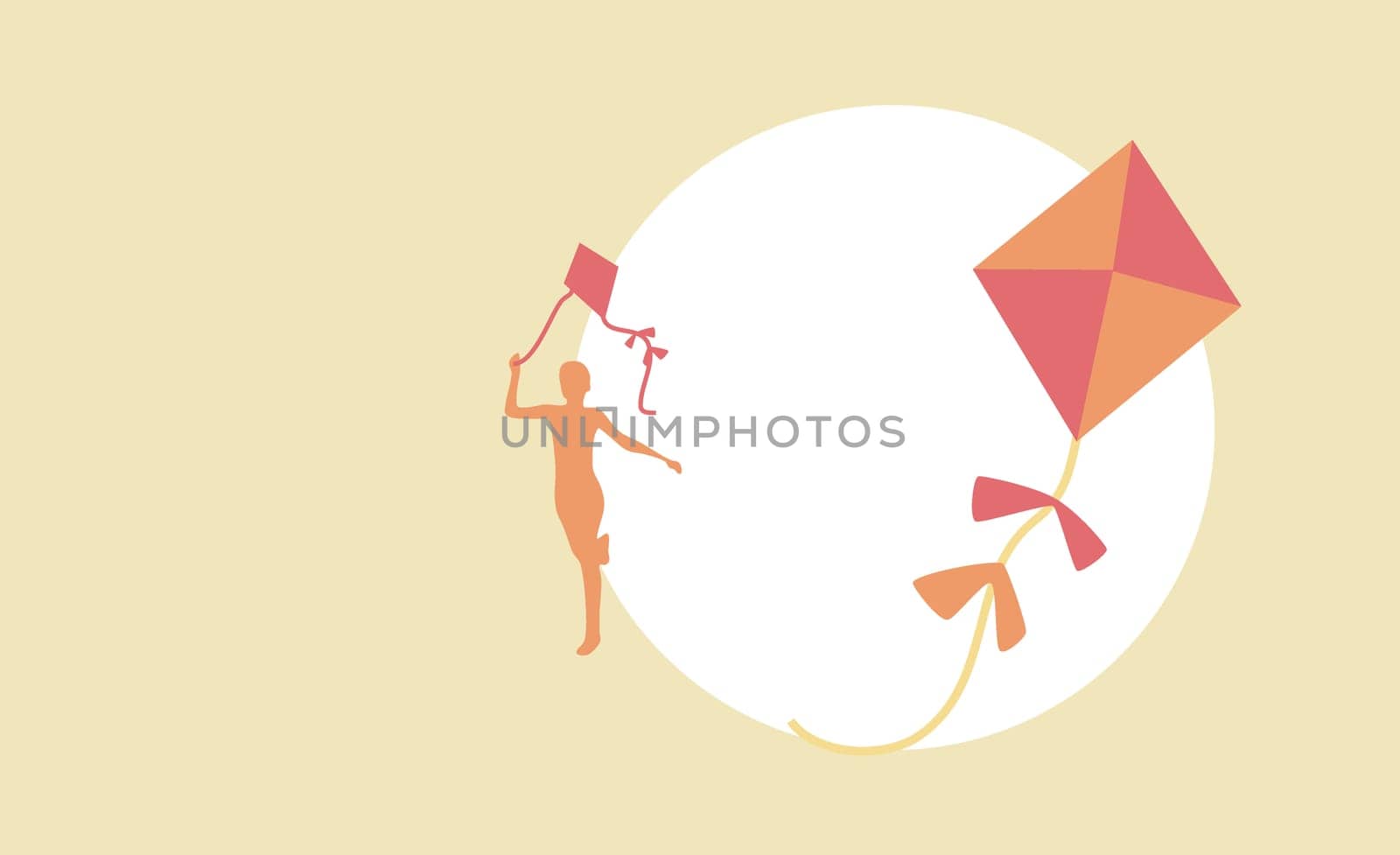 Silhouette of a boy running with a kite