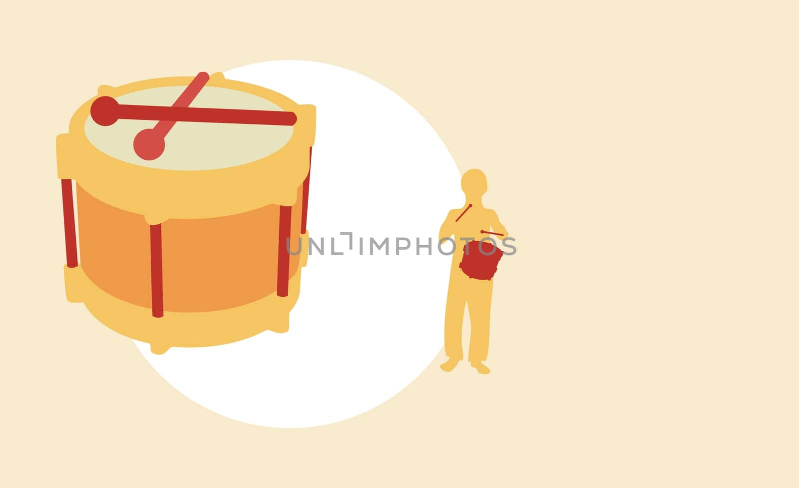 Close-up of a drum with silhouette of a child