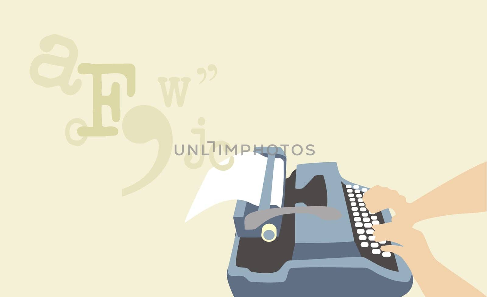 Person typing on a typewriter