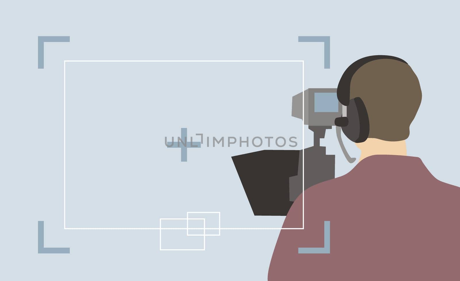 Male operating a television camera